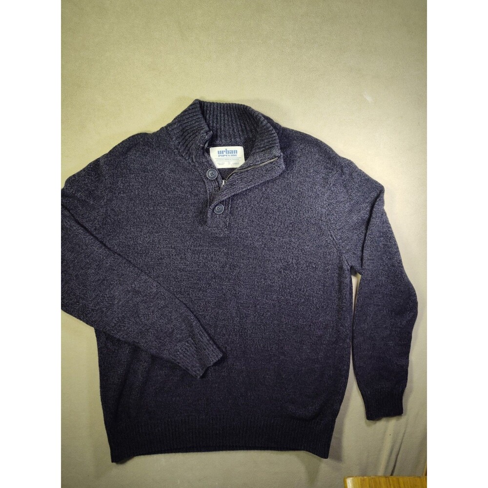 Men's Urban Pipeline Charcoal Cotton Blend 1/4 Zip Mock Neck